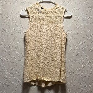 AB Studio Cream Floral Lace Blouse